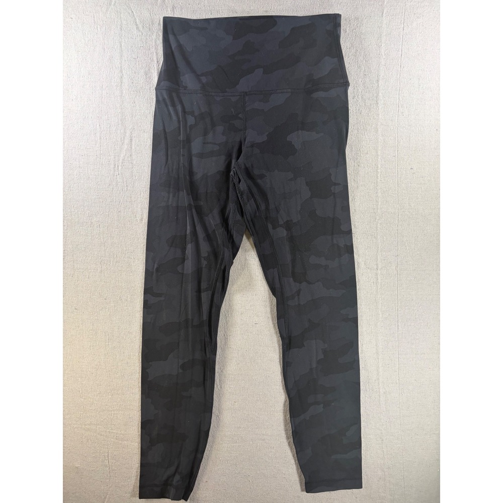 Lululemon Leggings Womens Approx Size 4 Black Camo High Rise Cropped Athletic
